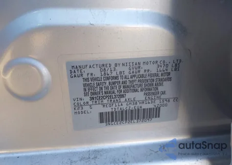 2014 Nissan Versa Note S Plus from USA, damaged, VIN 3N1CE2CP2EL372097